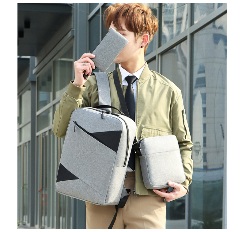 Stylish Laptop Backpack 3-Piece Set with USB Port – School, Travel