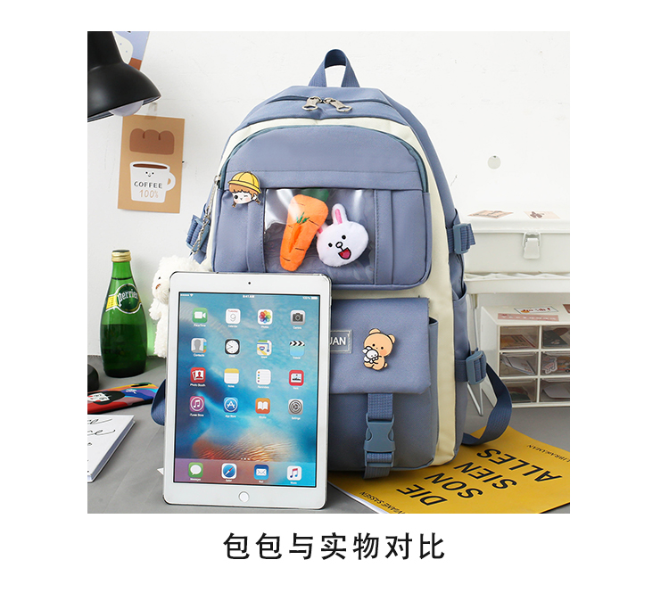 Cute Cartoon Student Backpack 5-Piece Set for Girls – School Bag with Accessories