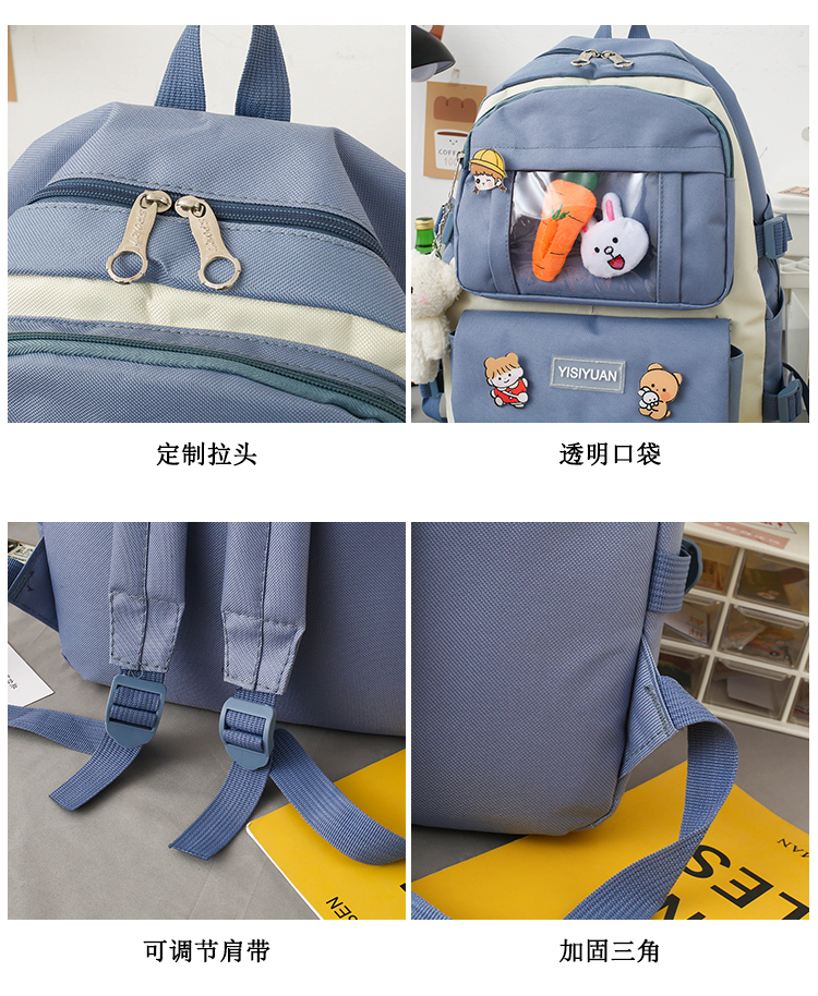Cute Cartoon Student Backpack 5-Piece Set for Girls – School Bag with Accessories
