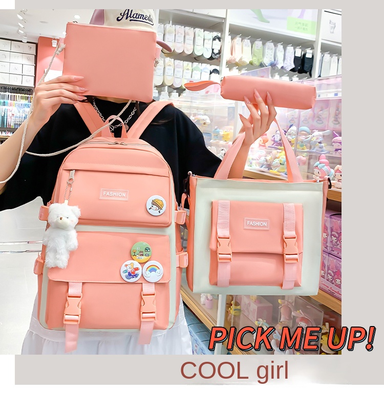 Trendy Student Backpack 4-Piece Set for Teens – Casual Style for School