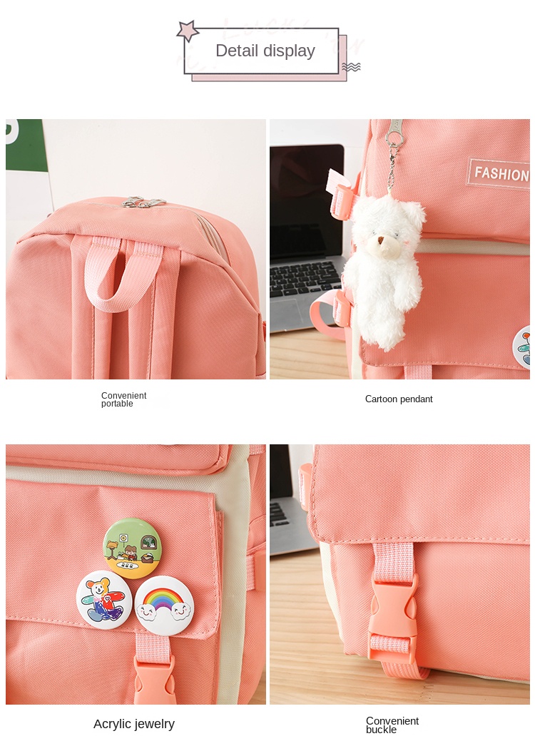 Trendy Student Backpack 4-Piece Set for Teens – Casual Style for School