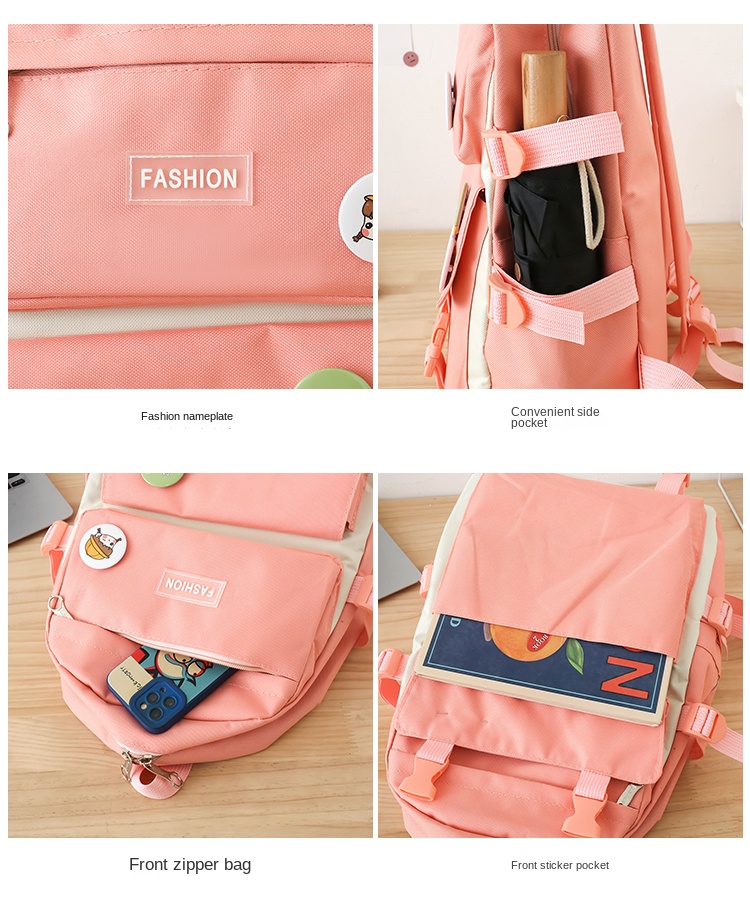 Trendy Student Backpack 4-Piece Set for Teens – Casual Style for School