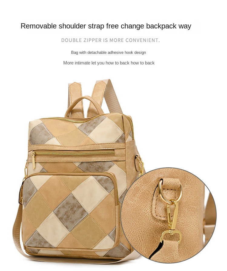 Women's PU Leather Backpack – Casual Fashion Daypack with Multi-Pockets