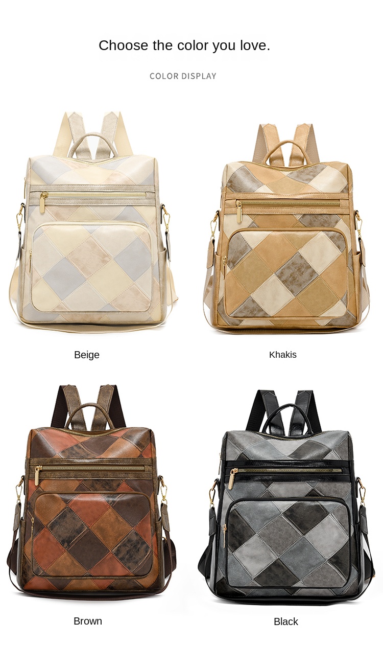 Women's PU Leather Backpack – Casual Fashion Daypack with Multi-Pockets