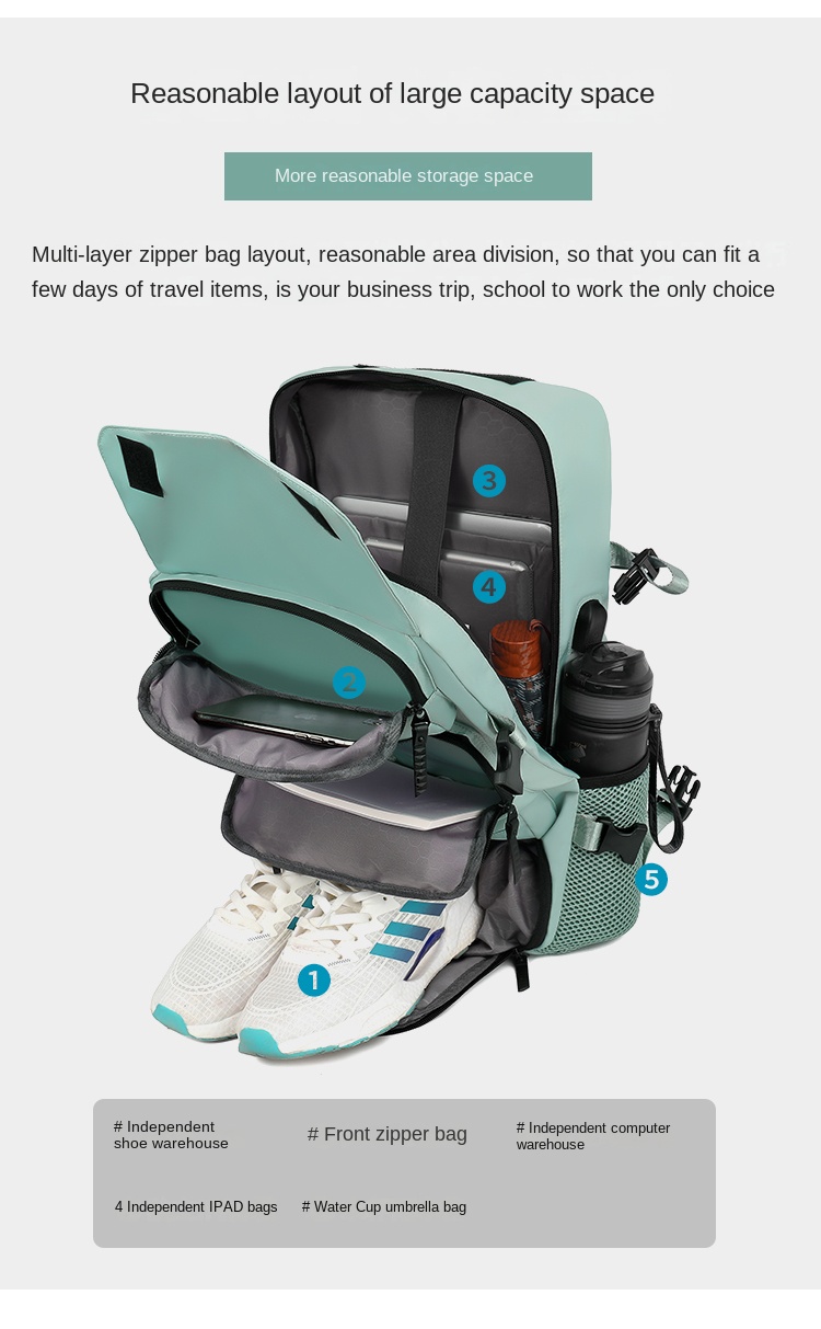 Multi-Compartment Large Capacity Travel Gym Bag – Waterproof Sports Duffle with Shoe Pocket