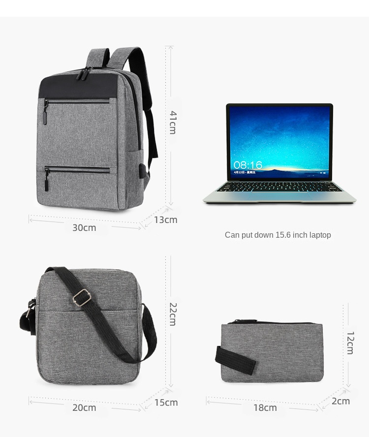 3-Piece Laptop Backpack Set – Computer Bag with Lunch Tote