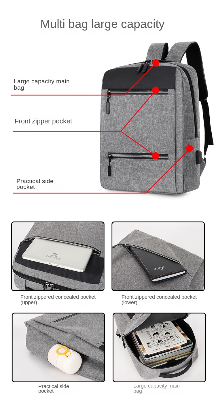 3-Piece Laptop Backpack Set – Computer Bag with Lunch Tote