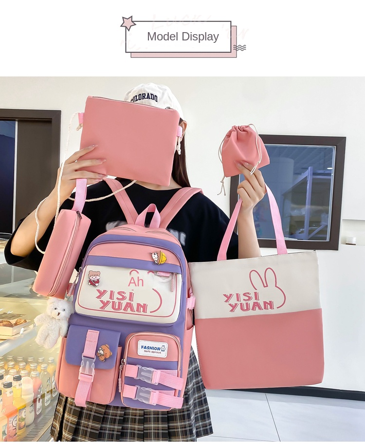 Student Backpack 5-Piece Set – School Bag with Lunch Bag