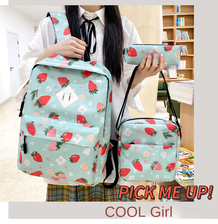 Stylish Student Backpack 3-Piece Set with Lunch Bag