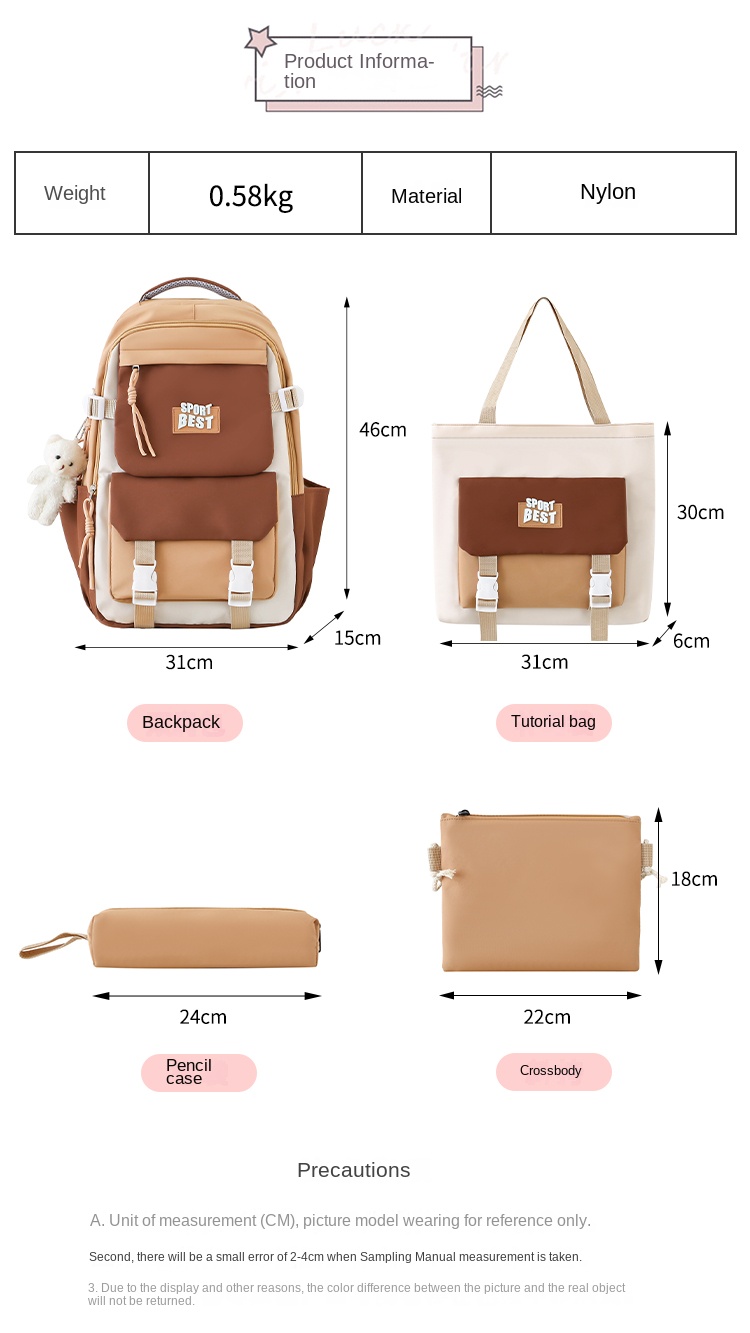 girls school bag set