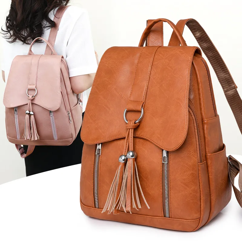 vintage PU leather backpack
