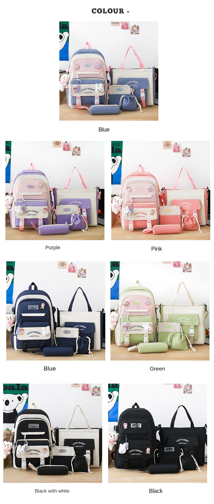 student backpack 5 piece set
