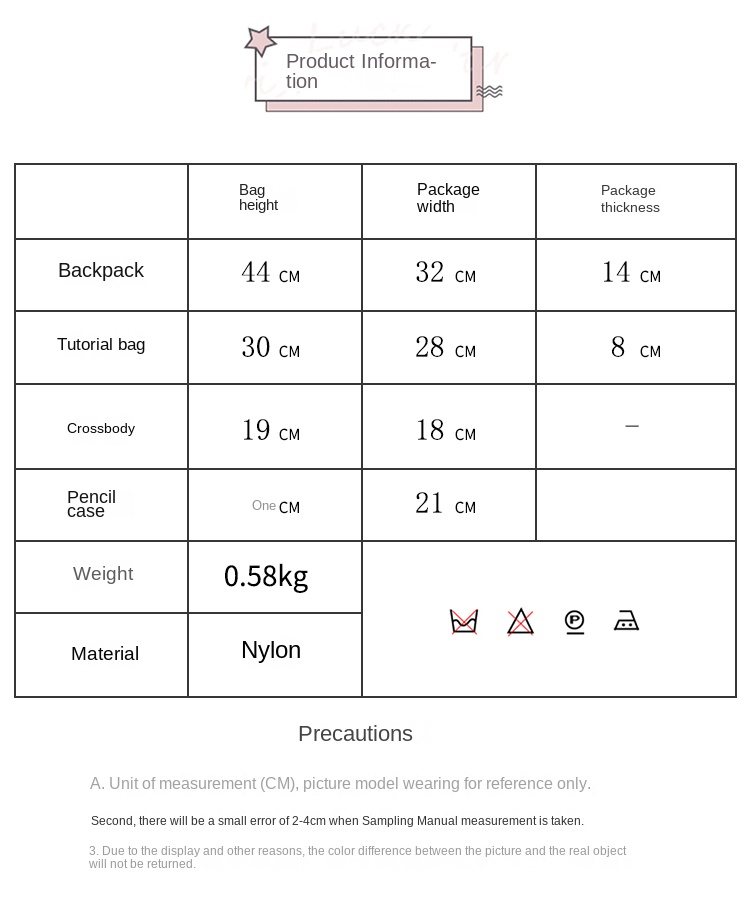 student backpack 5 piece set