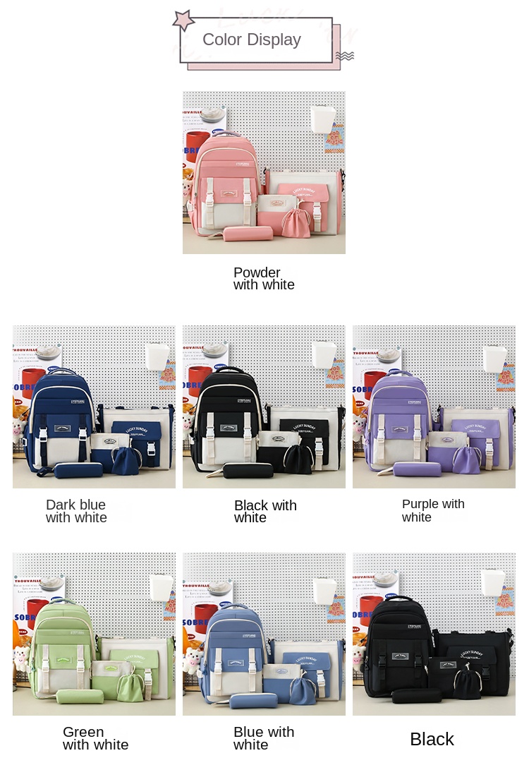 5 piece school backpack set