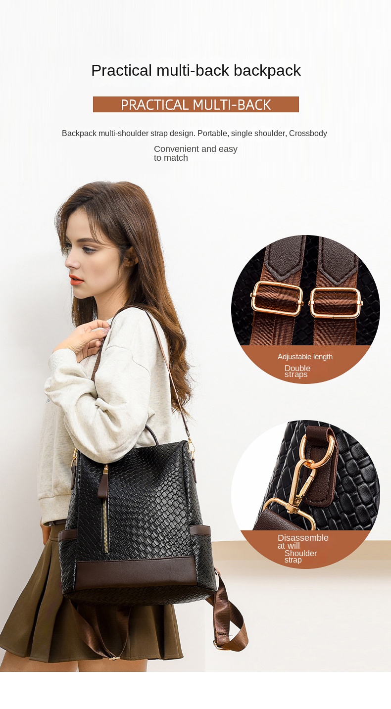 PU leather backpack for women