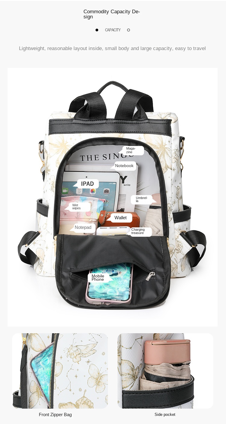 fashionable PU leather backpack