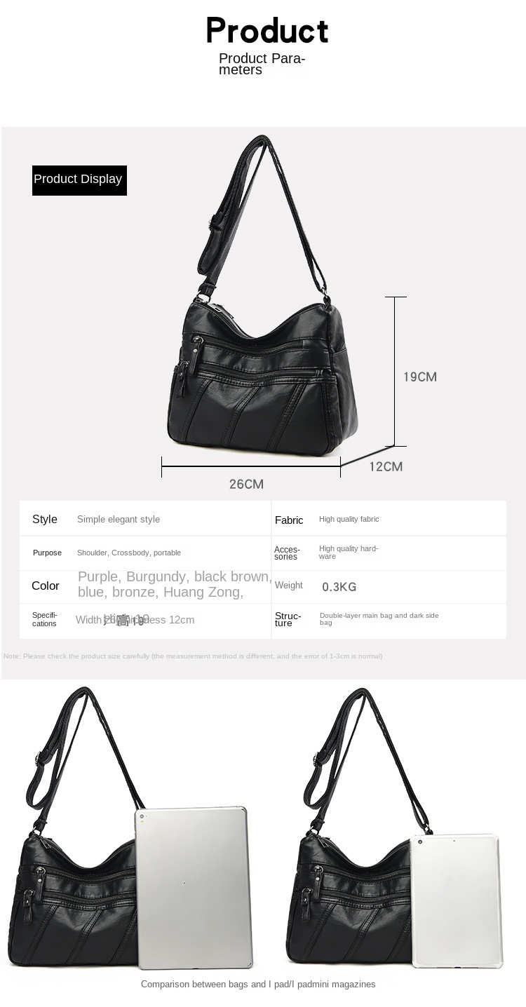 multi pocket pu handbag