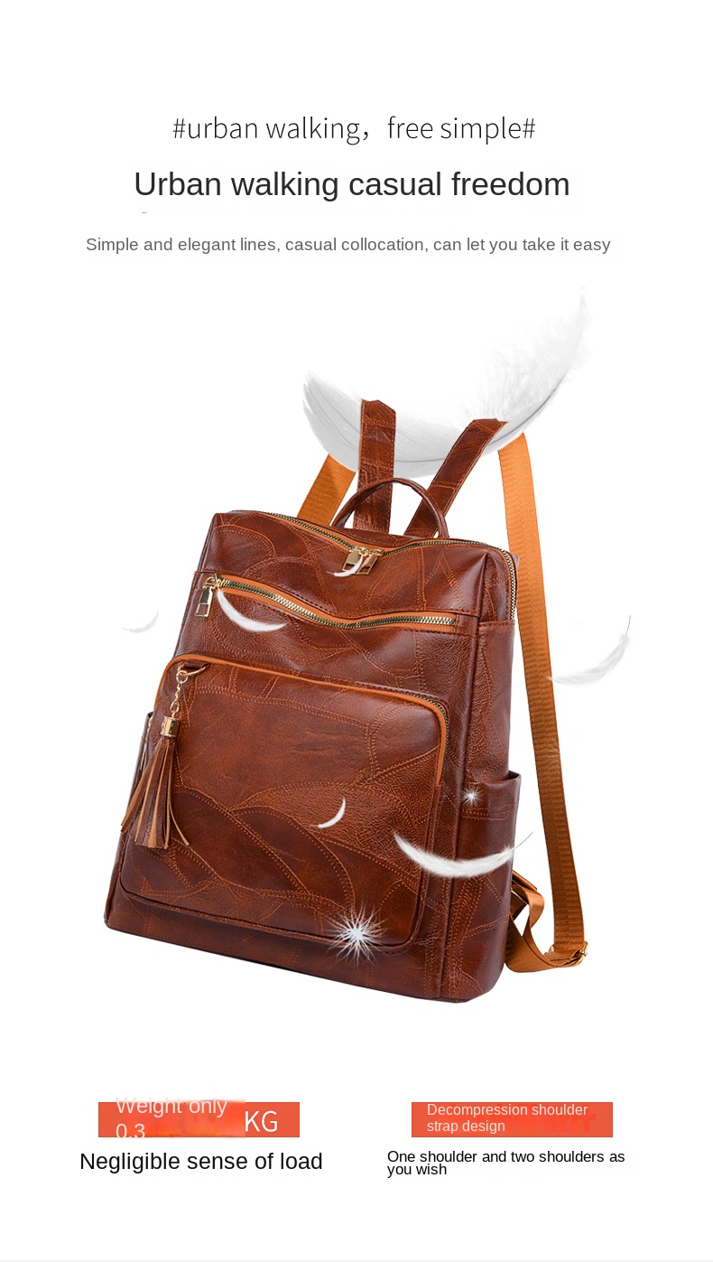 PU leather women’s backpack,